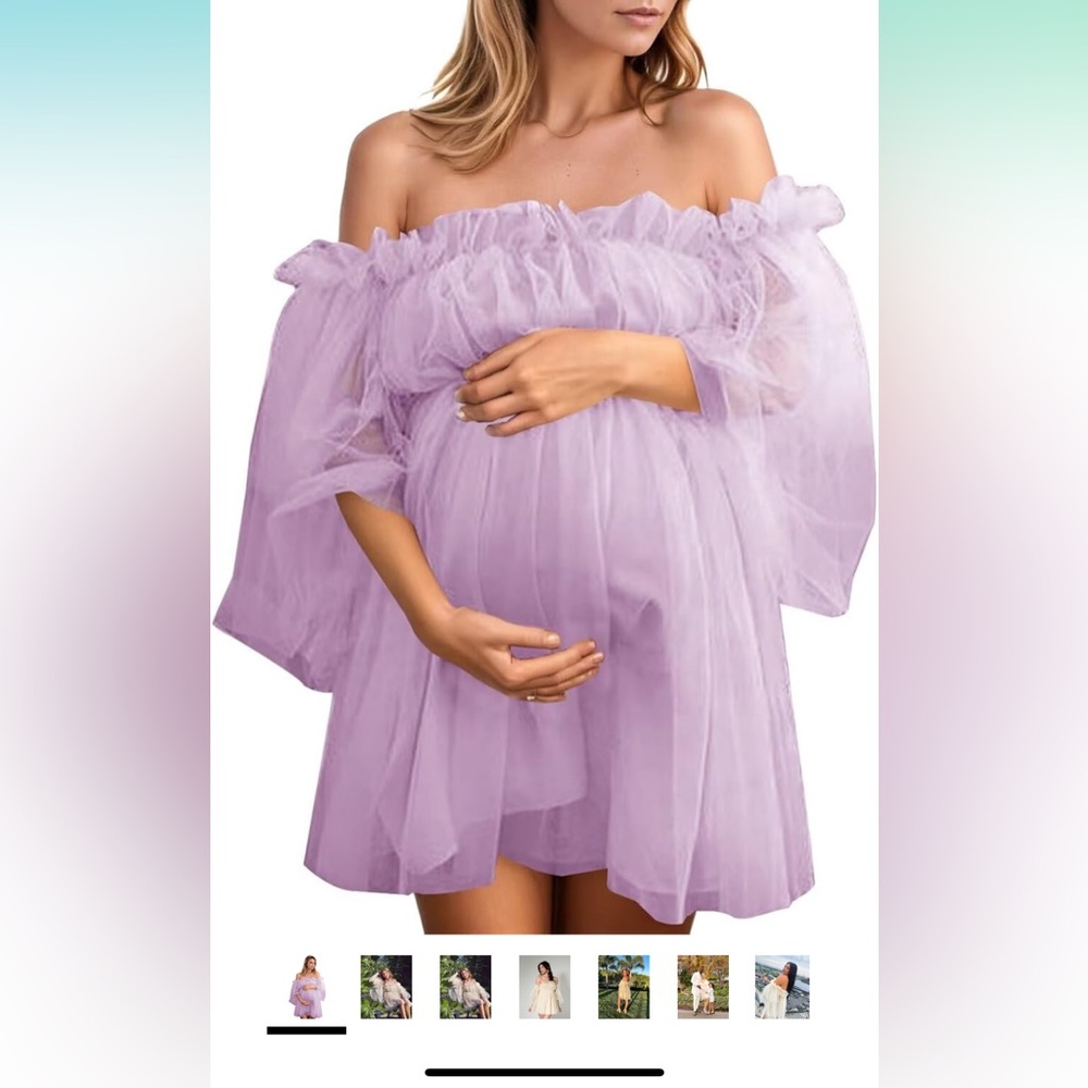 Off-Shoulder Lavender Maternity Dress